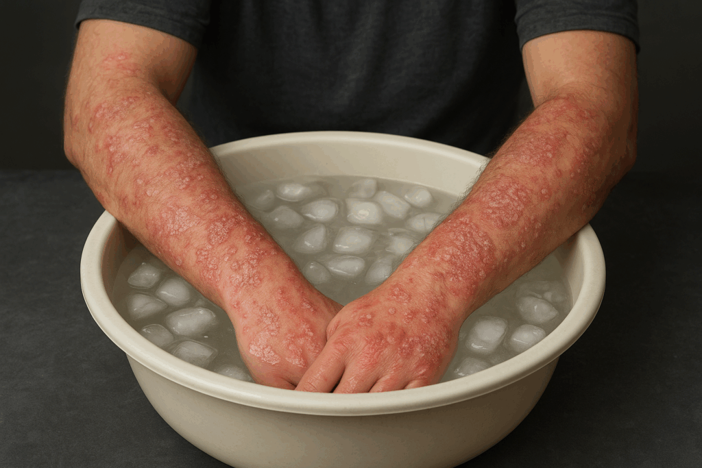 psoriasis dans une bassine froide