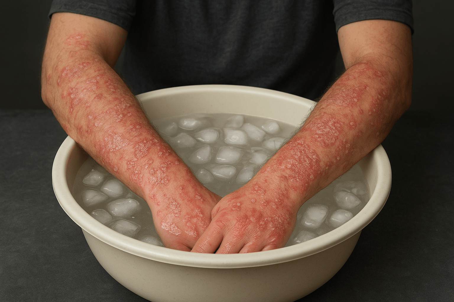 psoriasis dans une bassine froide