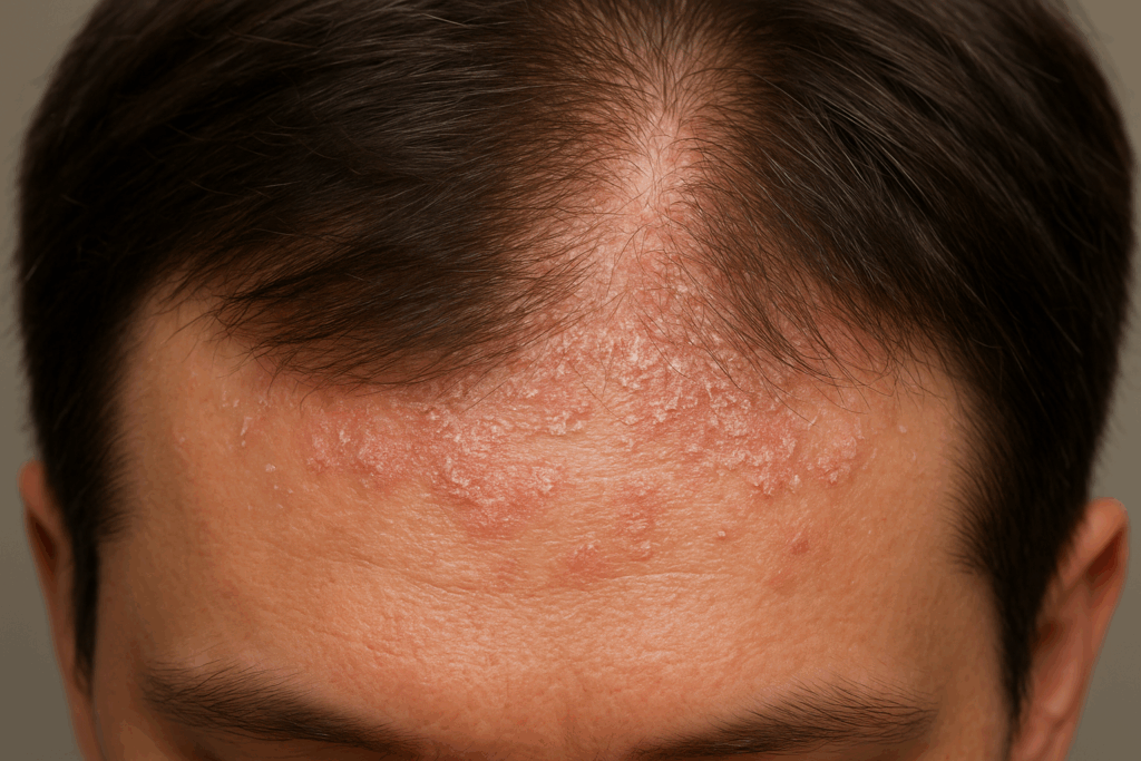 homme avec psoriasis dans les cheveux