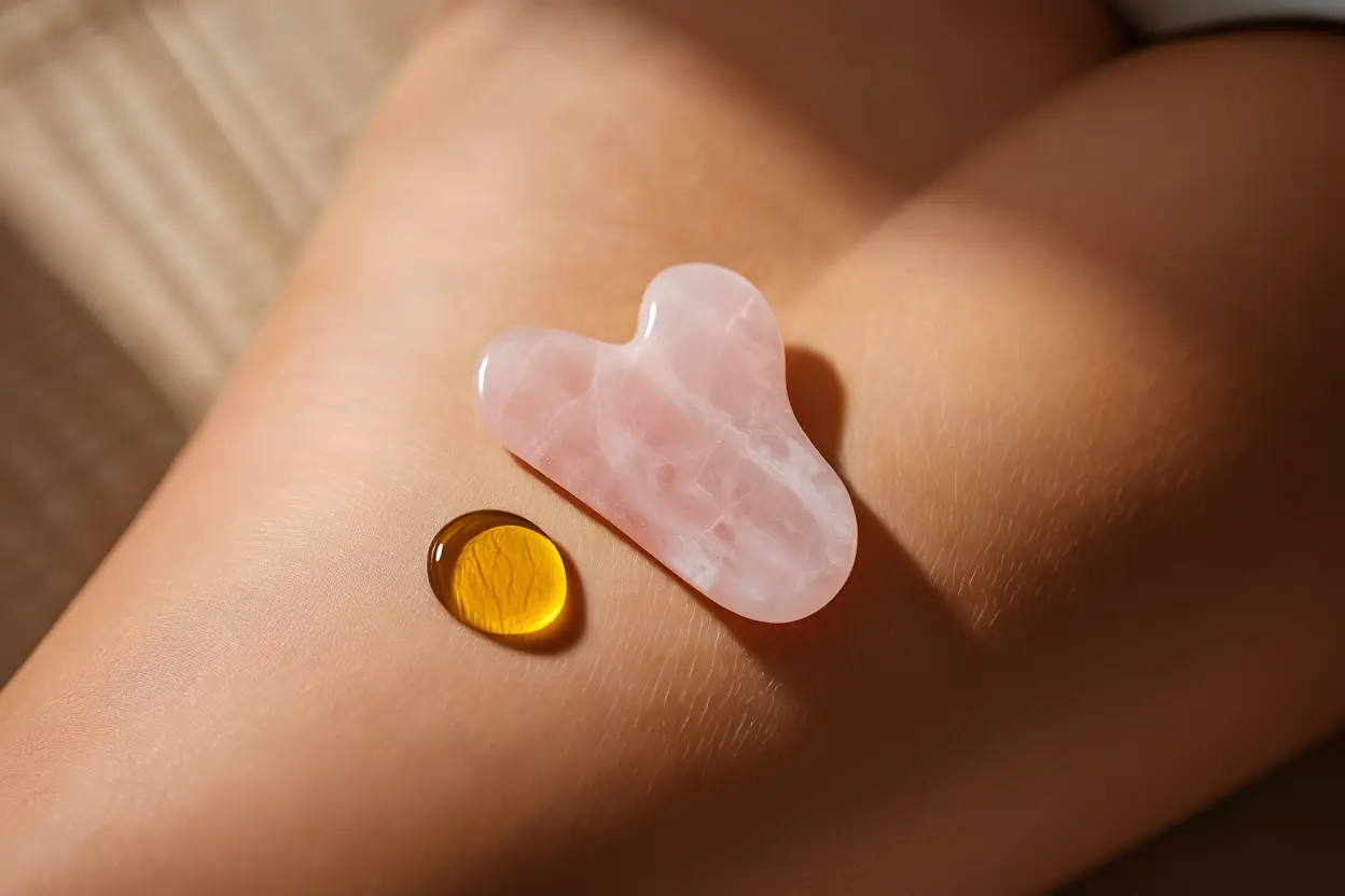 Outil gua sha pour drainage lymphatique des jambes