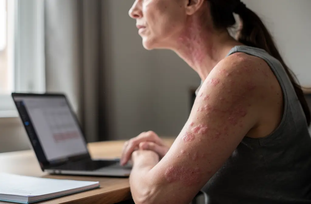 Manifestation visuelle du lien entre stress et urticaire