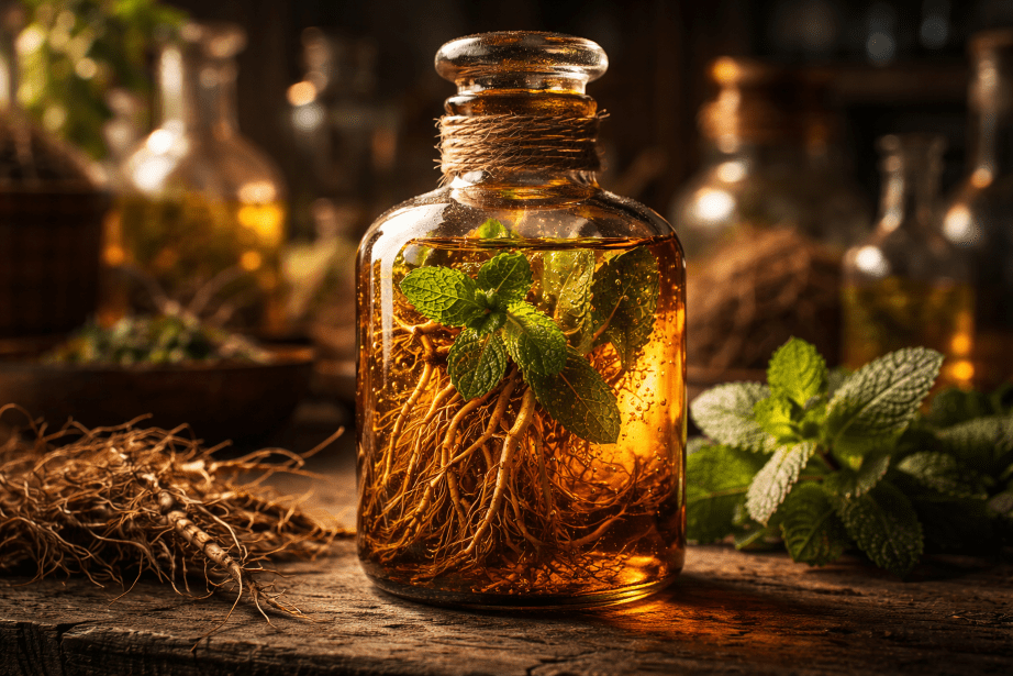 macérat hydroalcoolique avec racine et plante